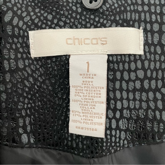 Chico’s Animal Print Black Textured Cropped Women's Blazer Size 1 (M) - Picture 9 of 9